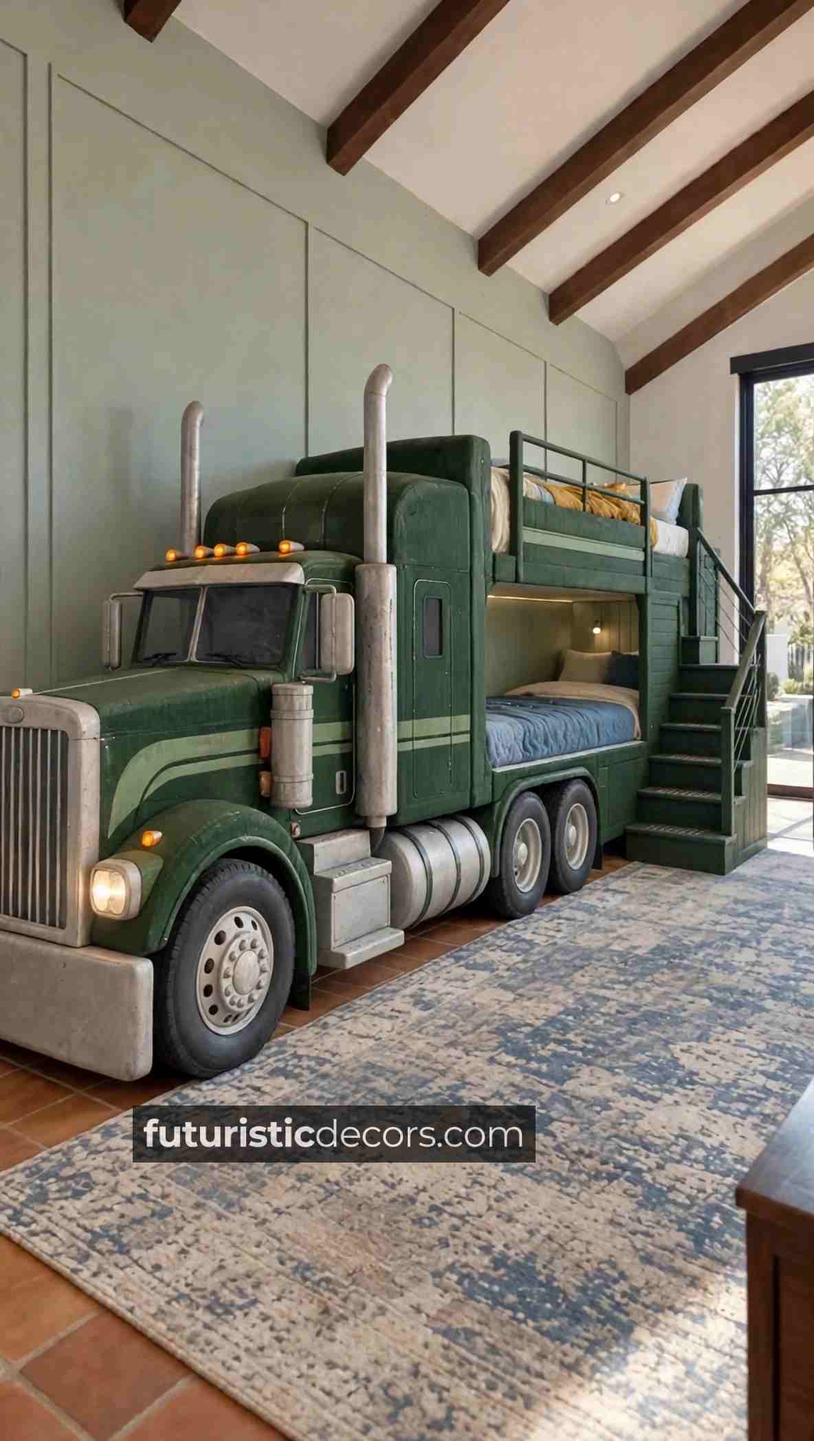 luxury semi-truck shaped bunk bed