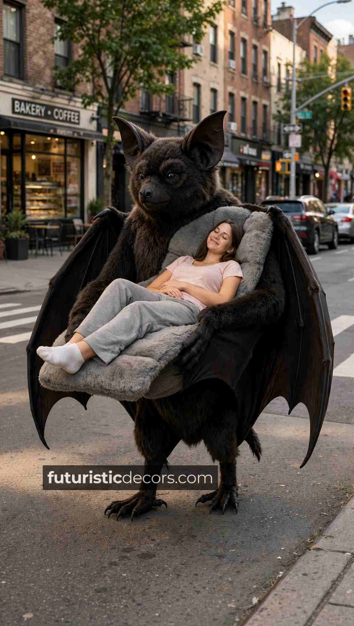 giant bat-shaped chairs